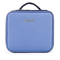 rownyeon luxury custom logo waterproof leather blue cosmetic case women makeup pouch bag