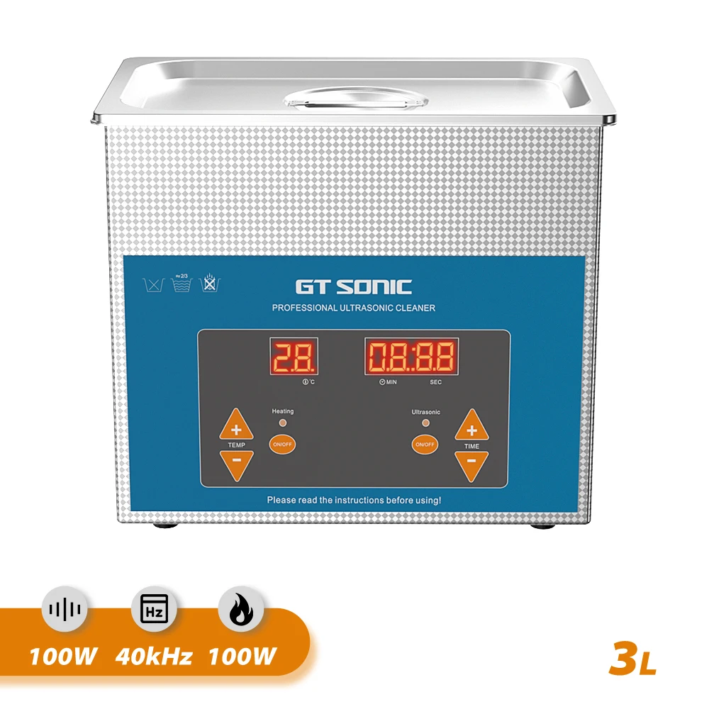 Цифровой ультразвуковой очиститель GTSONIC 3 л 100 Вт 40 кГц металлическая корзина
