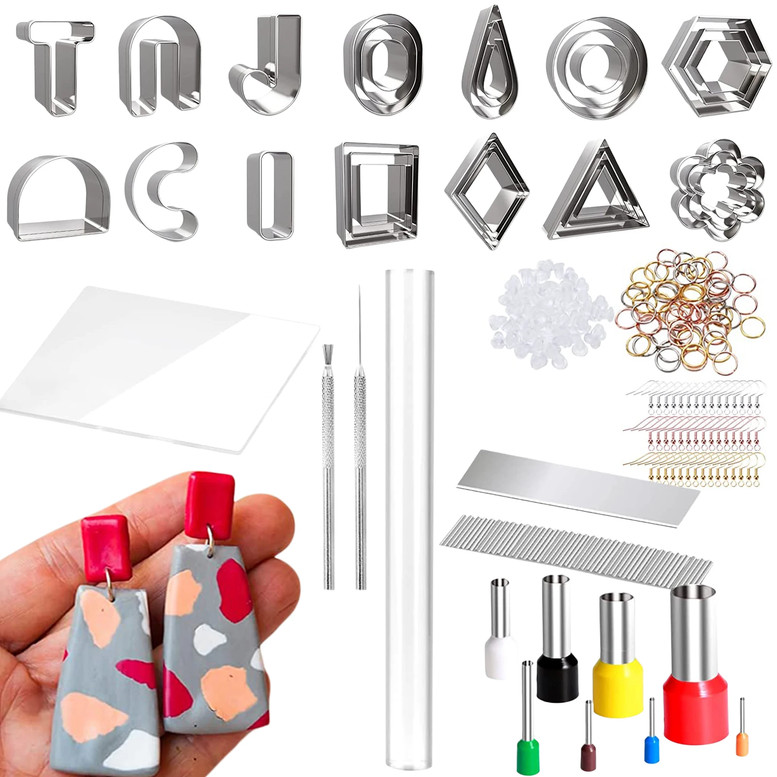 

PolymerClay Cutters Clay Earring Making Kit For Earrings Jewelry Making DIY Jewelry Baking Making Supplies Cookie Cutters For