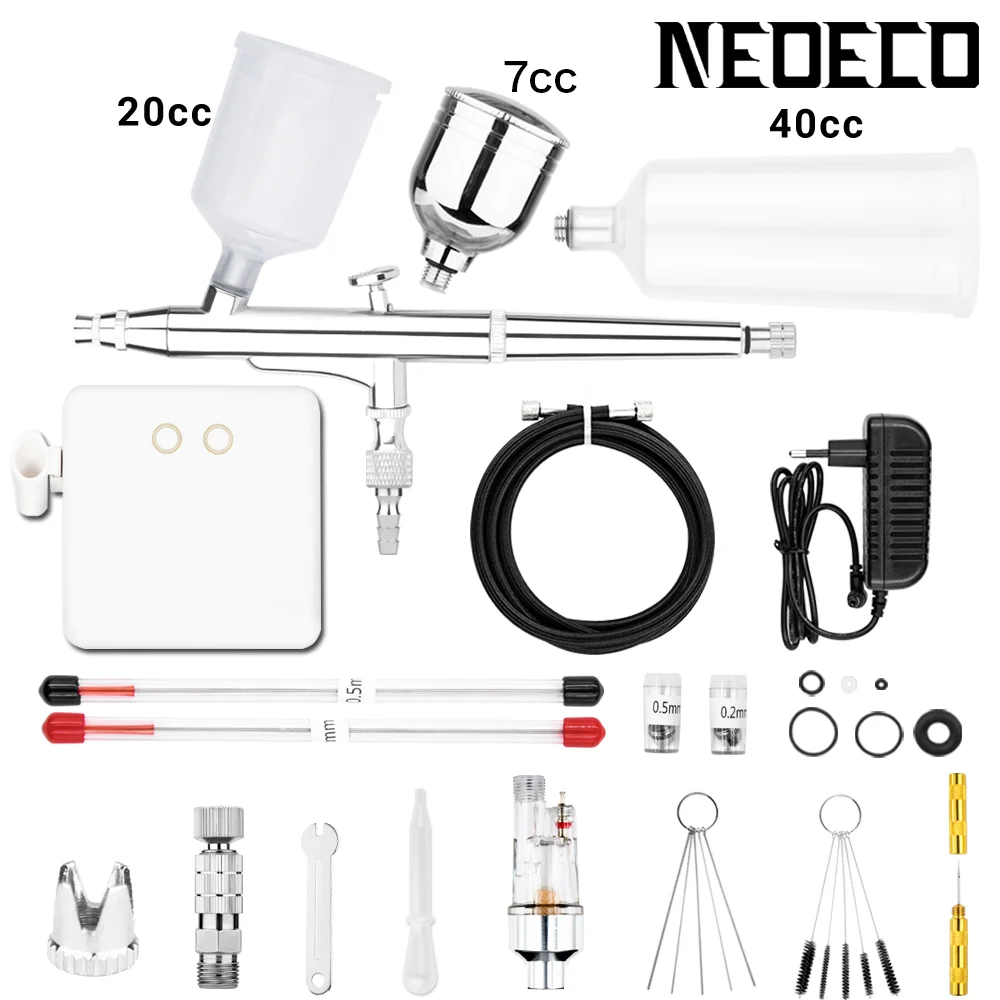 Kit 7cc/20cc/40cc Three Cups Detachable Airbrush For Nail Model Cake Car Fish
