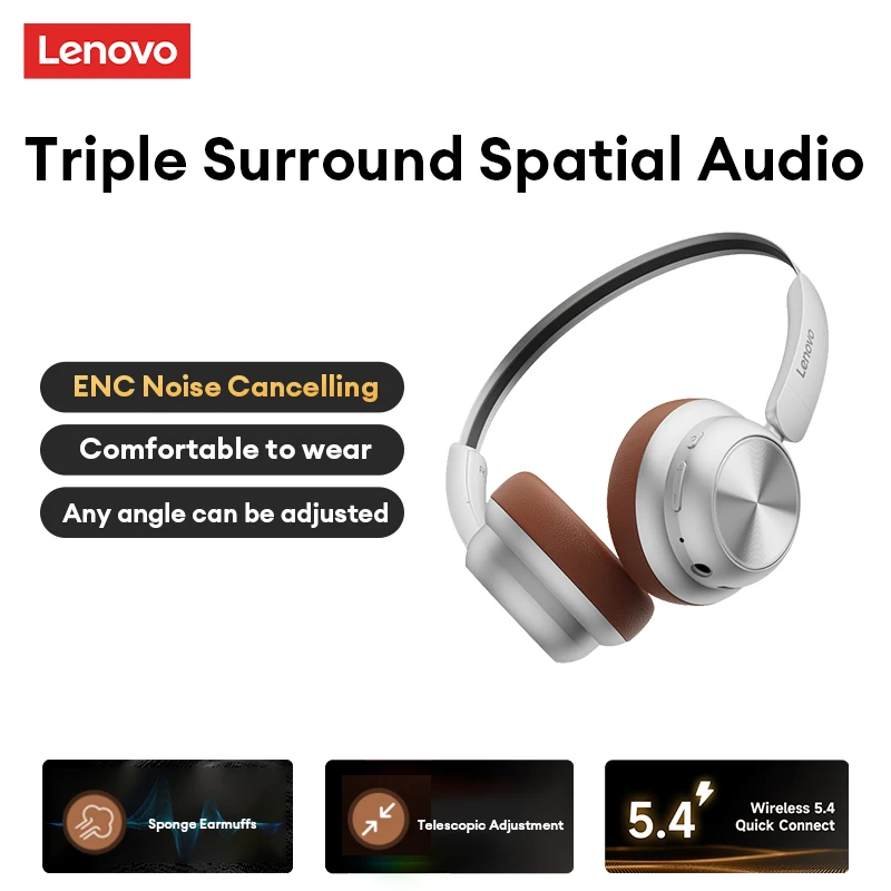 Новые беспроводные наушники Lenovo Th66 с Bluetooth 5.4 HD без потерь звук режим фильма