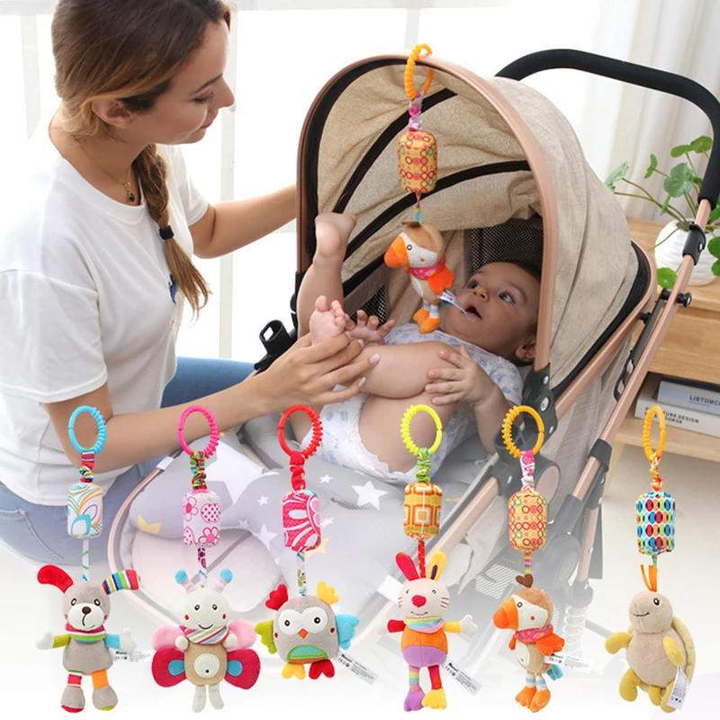 

Learning Crib Plush Car Stroller Infant Soft Rattles Hanging Teether Toy for Babies Sensory Toddlers Bed Animals Baby with Bebe