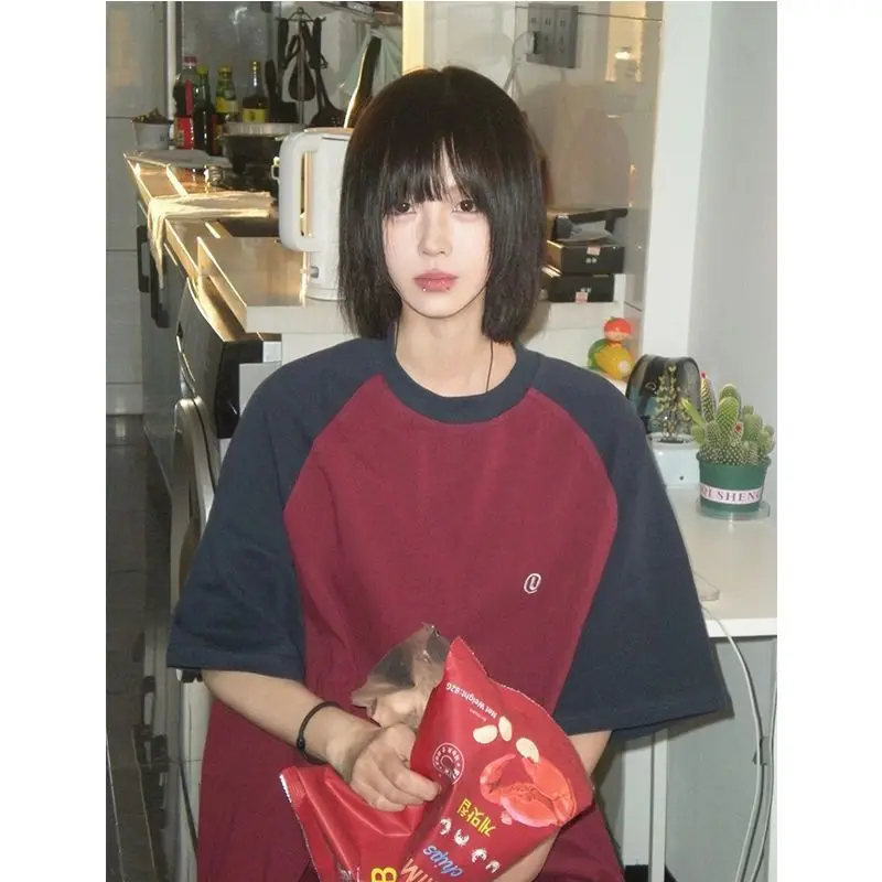 Женская футболка с коротким рукавом реглан в американском и японском стиле