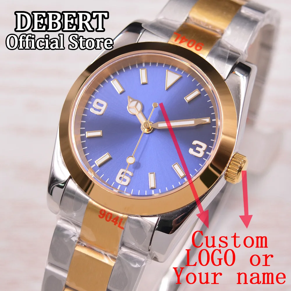 

Часы derat NH35, 36 мм/39 мм, с автоматическим движением, с сапфировым стеклом, со светящимся синим градиентом, с циферблатом под заказ