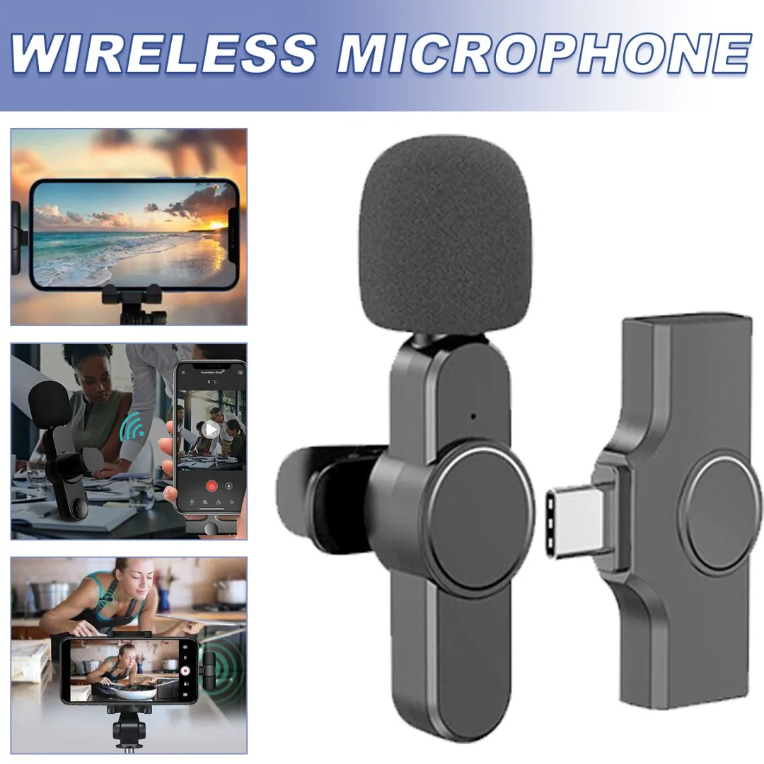 

Wireless Lavalier Microphone Audio Video Recording For iPhone/For Android Type-C Advanced Noise Reduction Design Plug and Play