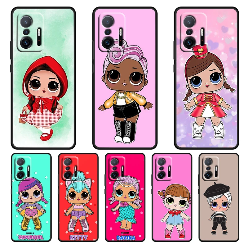 

LOL Surprise Doll Gift For Xiaomi 11 11T 10T Note 10 Mi 9T Ultra Pro Lite 5G Funda Soft Silicone TPU Black Phone Case Capa Shell