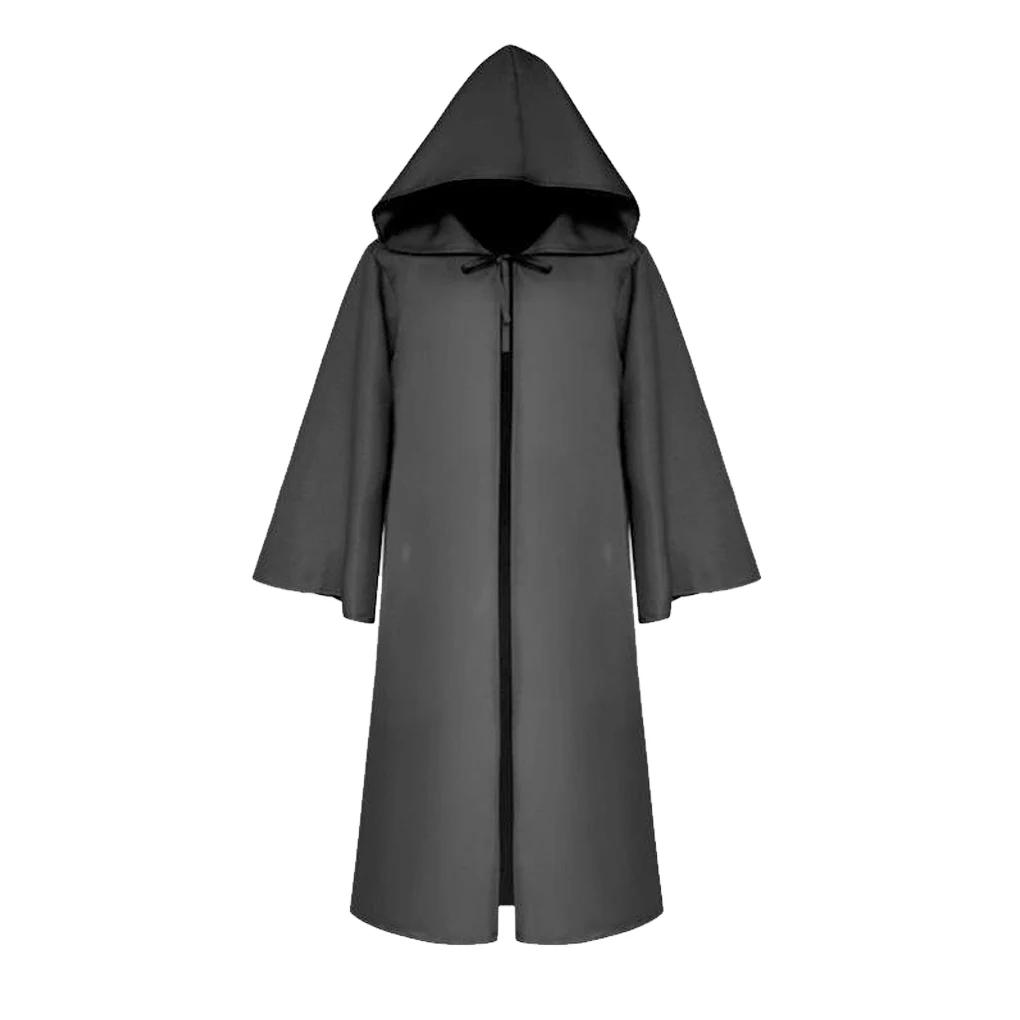 

Men Halloween Cloak Hooded Scary Party Atmospheres Costume Long Robe Decoration Solid Color Carnival Horror Creepy Strap