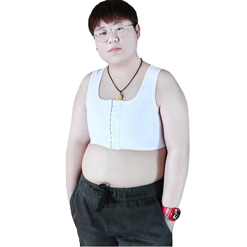 HaleyChan Women's Breathable Plus Siz Chest Binder Tomboy Trans Lesbian FTM Transgender Mesh Middle Hooks Crop Top Women Corset