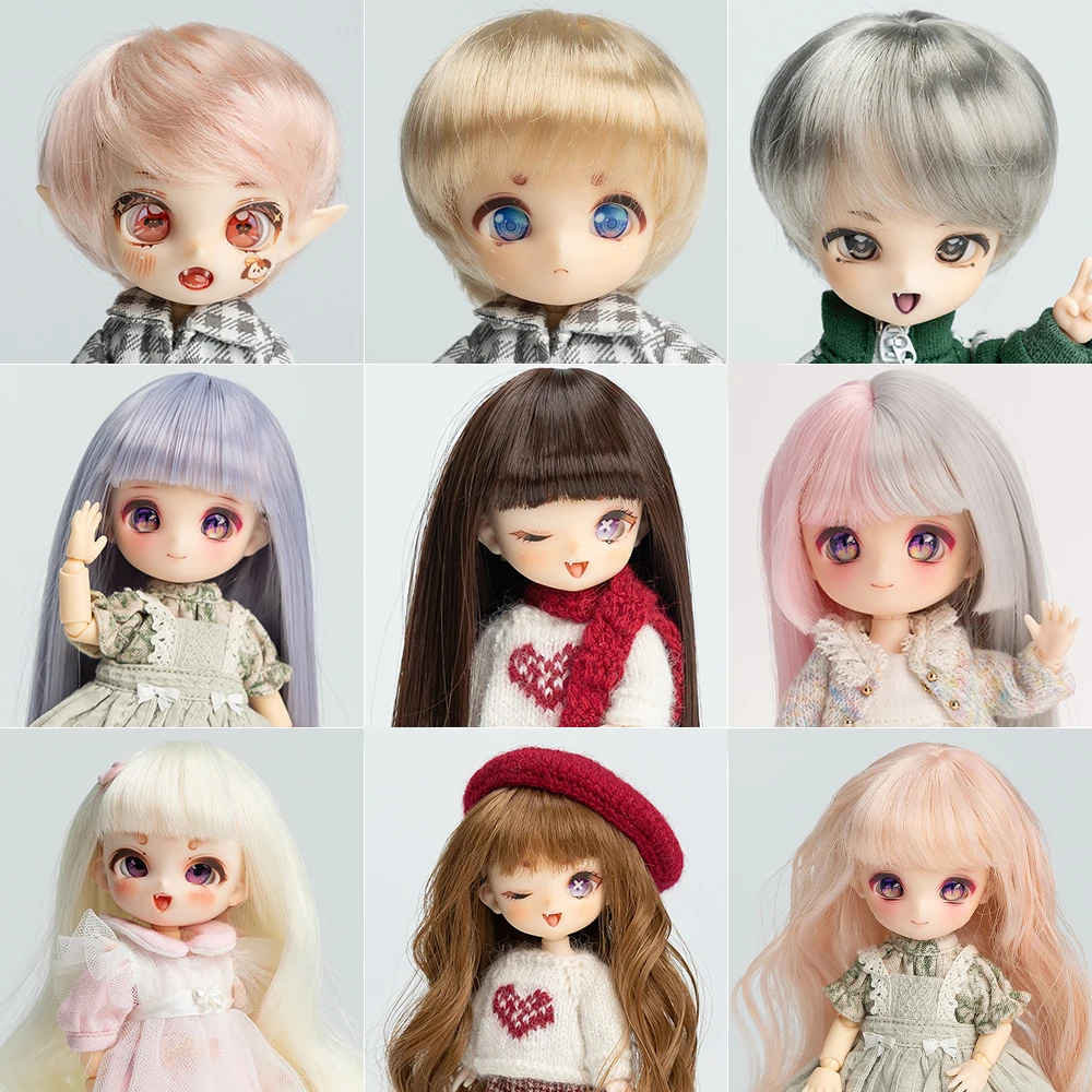 Ob11 Doll Wigs Soft Cute Braid Hair Bangs Long Hair Doll Special Wig Doll Accessories Multi-Color For 1/12 Bjd, Gsc  Ymy