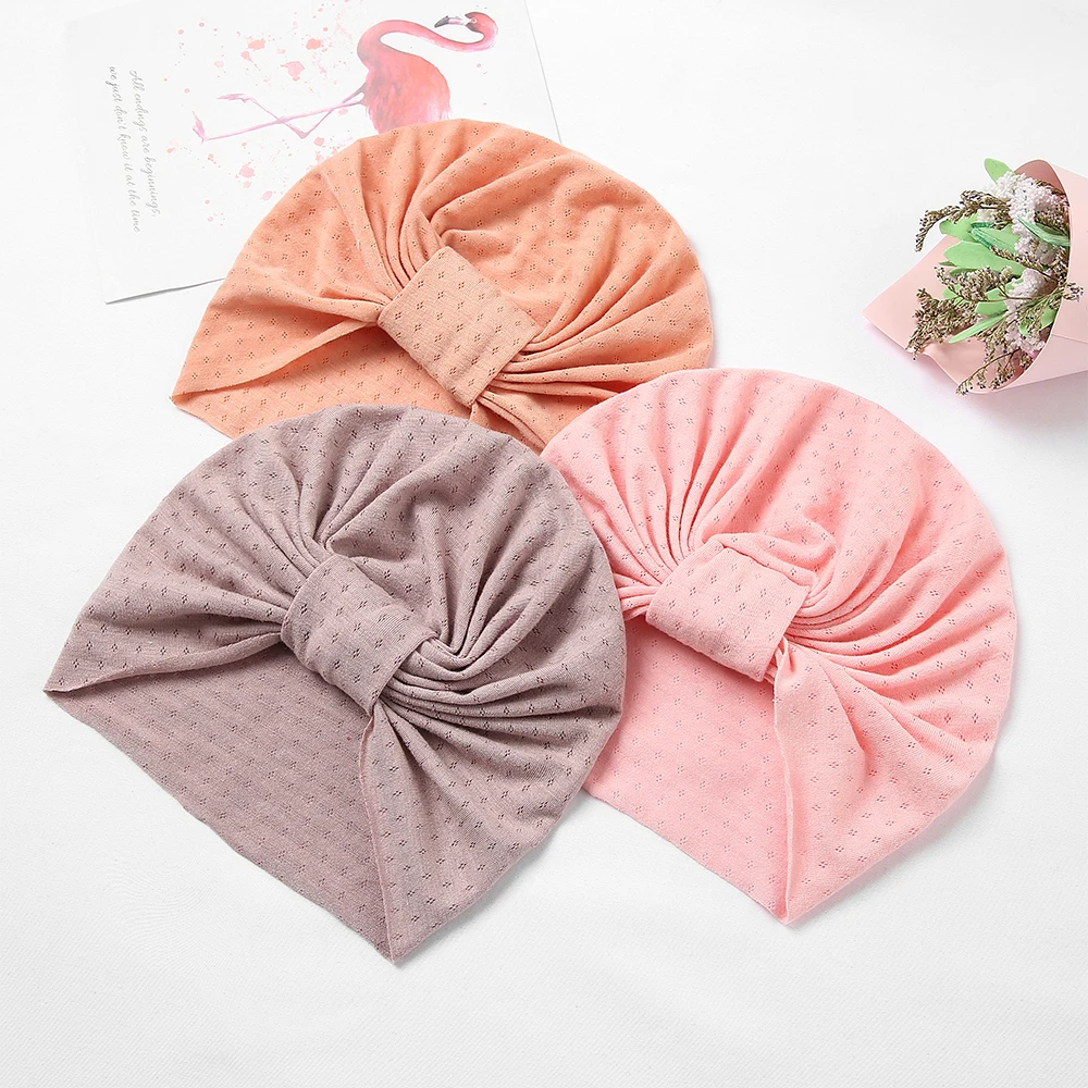 

15pc/lot Baby Hat Soft Bow Baby Girls Boys Turban Solid Color Newborn Infant Cap Beanies Toddler Headwraps Cotton Kids Headwear