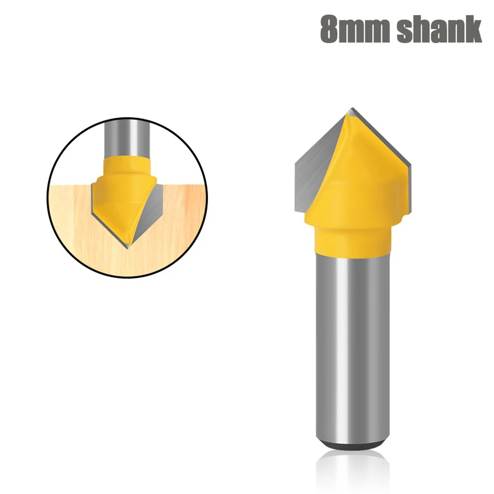 

1pc 8mm Shank 90 Degree V-Shaped Router Bit Carbide End Mill V Type Slotting Cutter Woodworking Engraving Milling Cutter