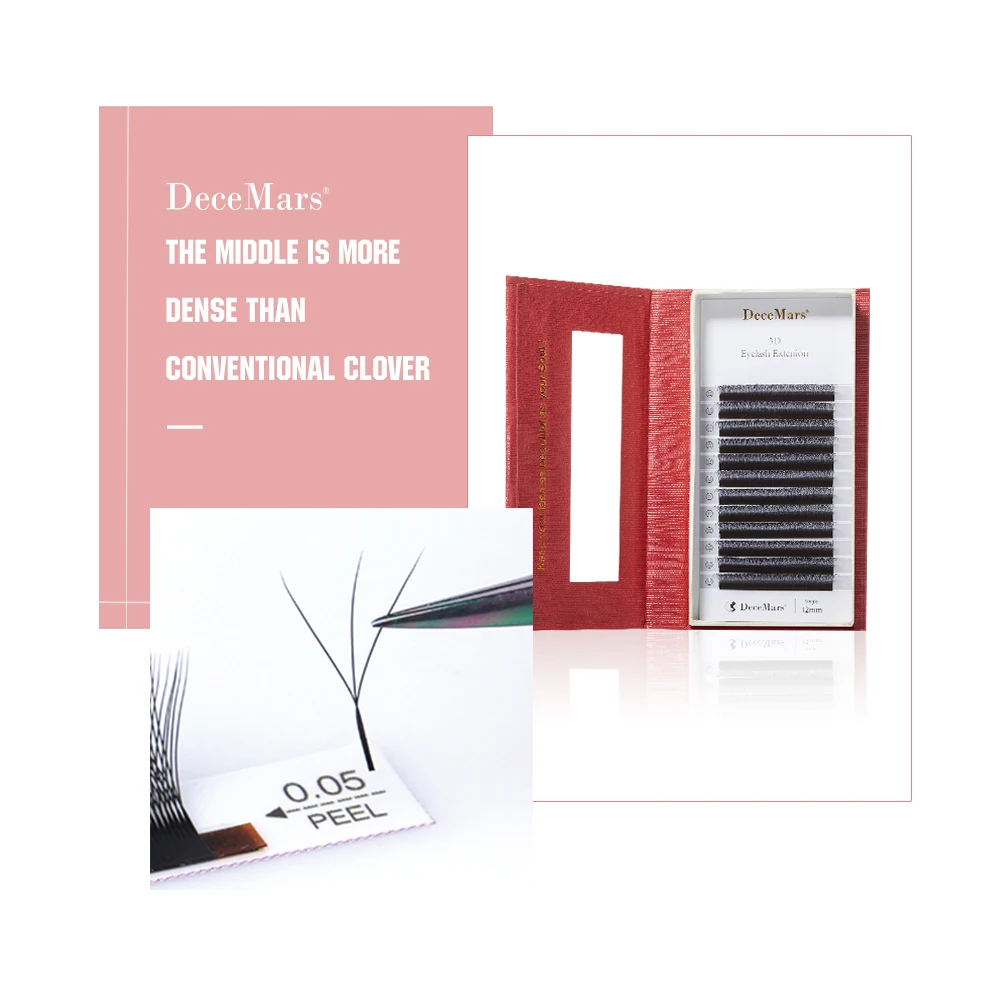 3D W-образные ресницы DeceMars для наращивания 3 наконечника C/D DD Curl