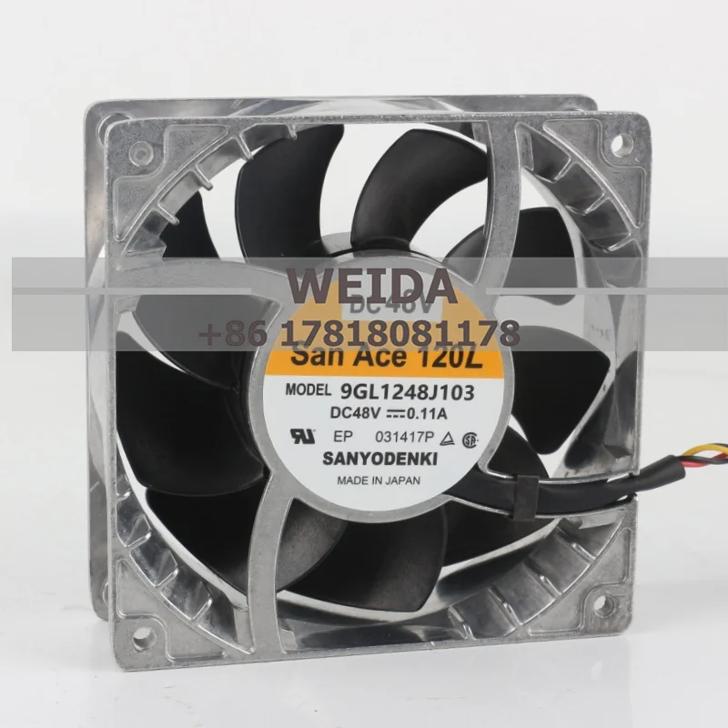 Фото Sanyo 5 В 12 В 24 В постоянного тока 48 В 0,11 А AC EC 12038 120X120X38MM 12 см преобразователь частоты алюминиевая рама четырехпроводной 9GL1248J103 охлаждающий вентилятор №2