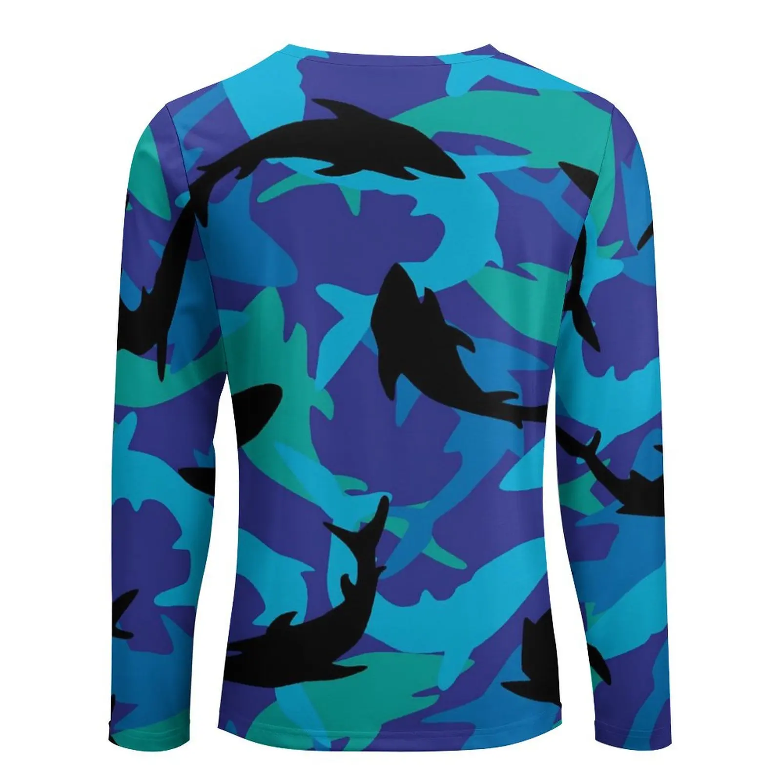 Камуфляжная футболка с изображением акулы осенняя уличная животным принтом