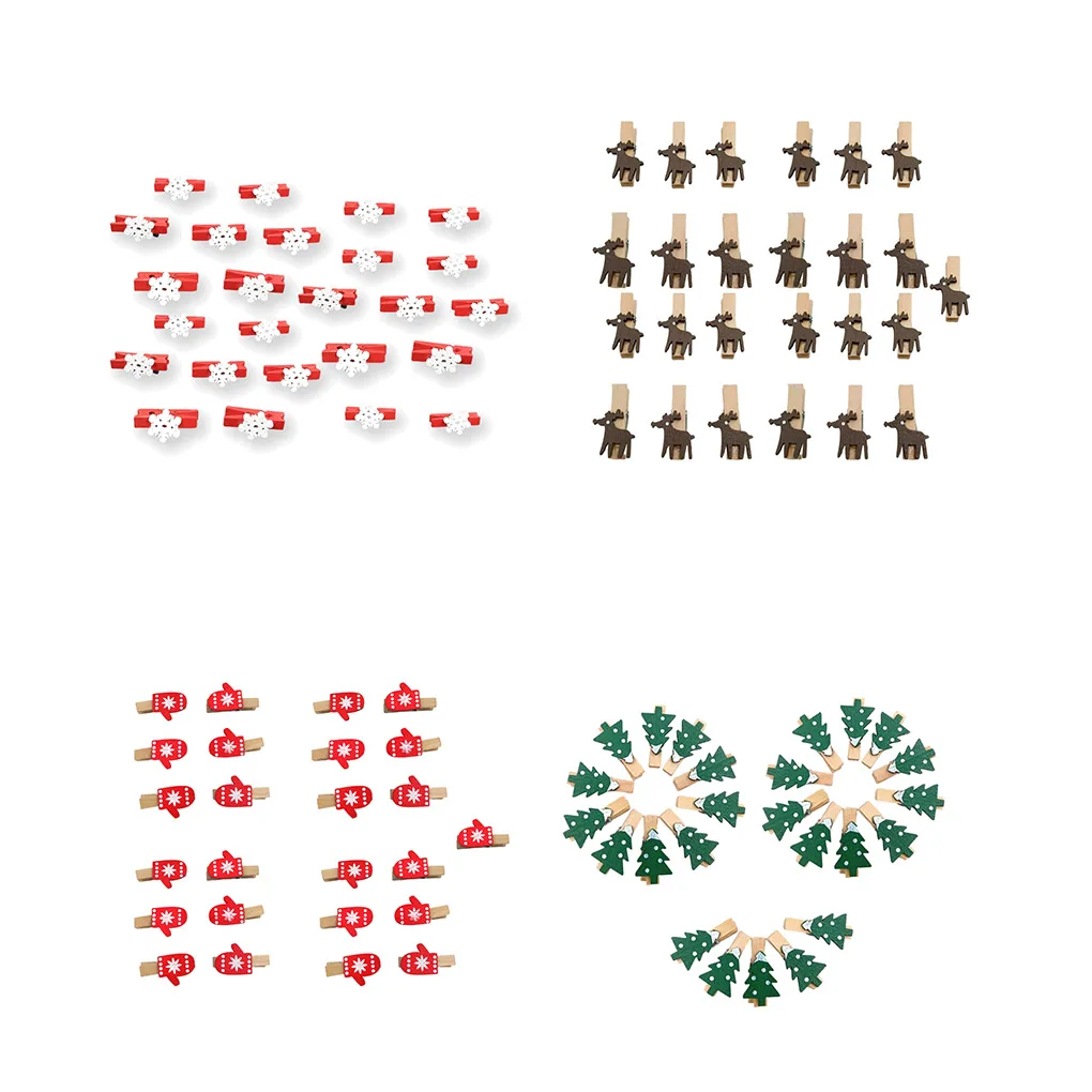 

2/3/5 25 Pieces Christmas Wood Clips Snowflake Photos Clamp Pegs Wedding
