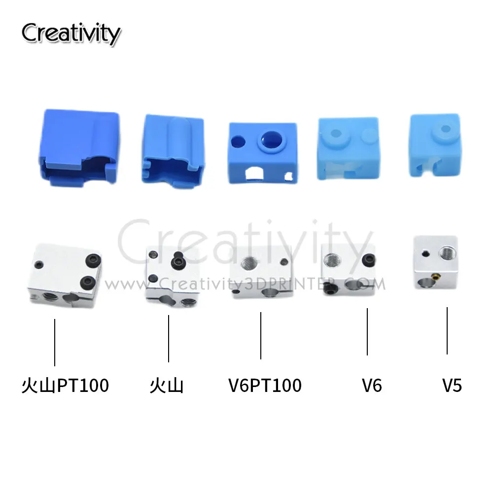 1/5/10PCS 3D Printer Parts Silicone Sock for V6 Volcano V5 J-head Hotend Extruder MK8/CR10/CR10S Heated Block Warm Keeping Cover - купить по