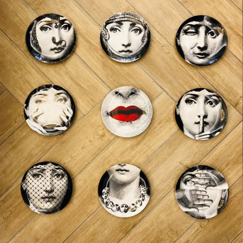 

Face decoration hanging plate Ceramic plate Creative plate Decorative plate Background wall Western plate 10 inches
