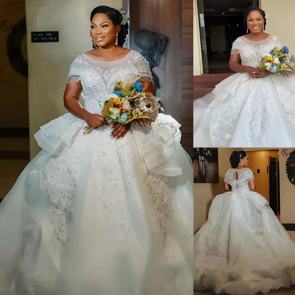 Бальное свадебное платье больших размеров по индивидуальному заказу с иллюзией