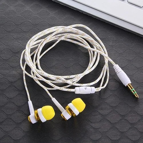 1pc Wired Earphone Stereo In-Ear 3.5mm Nylon Weave Cable Earphone Headset For Laptop Smartphone Gifts Headphones