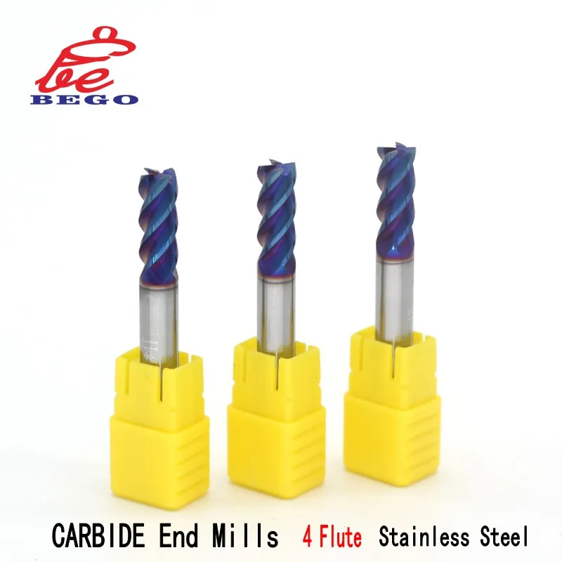 

HRC60 Tungsten Steel Alloy Milling Cutter 4-Blade High-hard End Mill Coating Lengthened Flat-bottomed Stainless Steel CNC Cutter