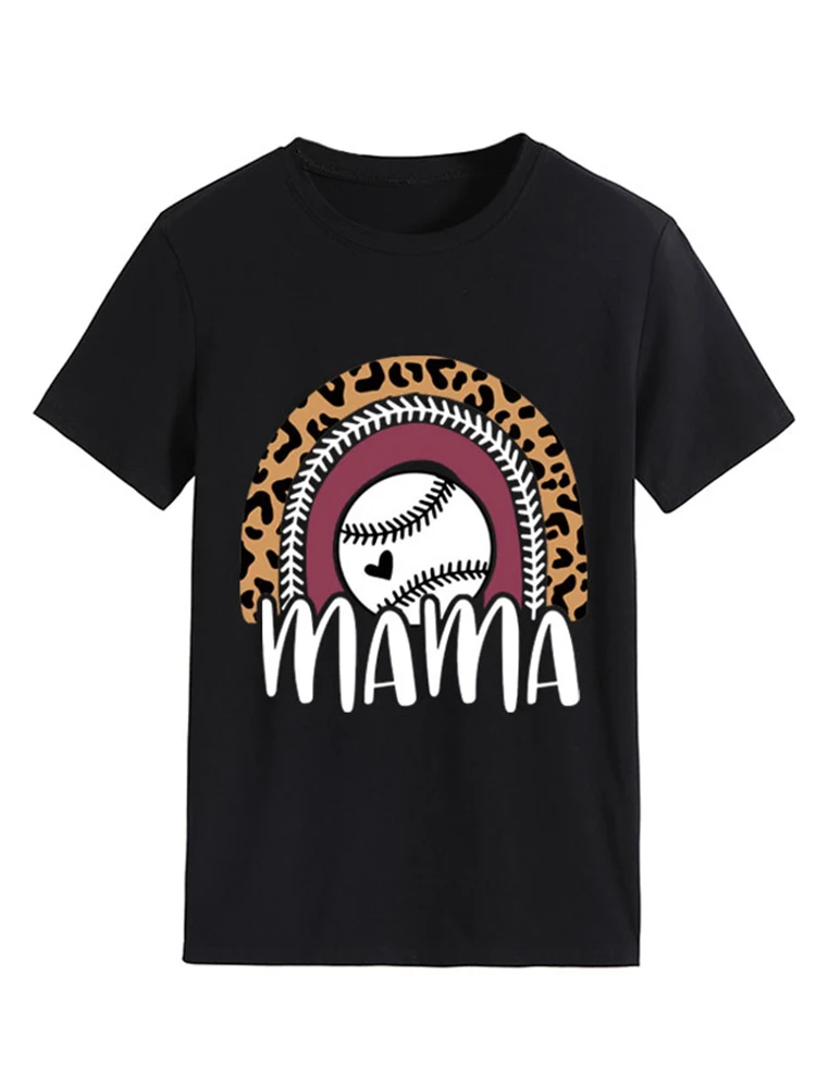 Женская хлопковая футболка с леопардовым принтом круглым вырезом