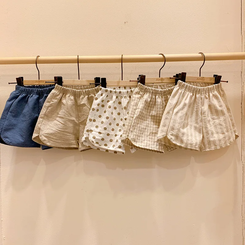 

Korean Children's Clothes Children's Shorts Summer Outside Wear Korean Boys Pants Thin Style Girls Baby Casual Pants Hemp Cotton