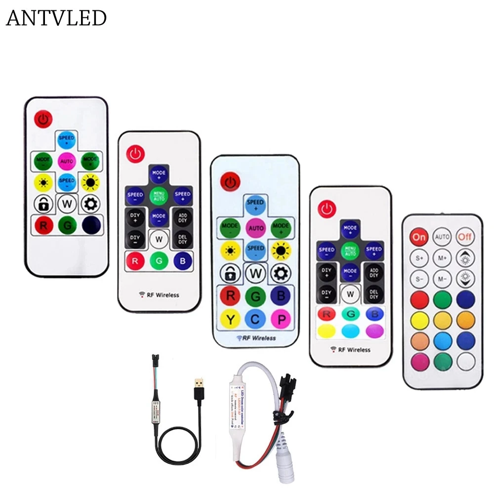 WS2812B WS2811 светодиодный пиксель полосы светильник контроллер USB/DC 3 ключа RF 14/17/21