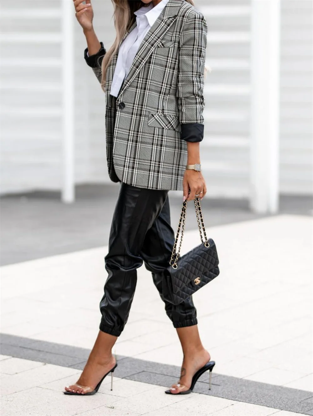 Elegant Women Plaid Blazers 2023 New Fashion Casual Business Long Sleeve Jacket Vintage Office Ladies Formal Blazers