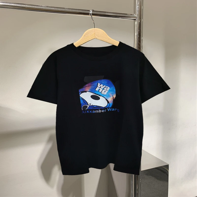 

Высококачественная брендовая футболка с коротким рукавом для пары, новинка весны и лета, модный Свободный Топ с круглым вырезом и надписью, ...