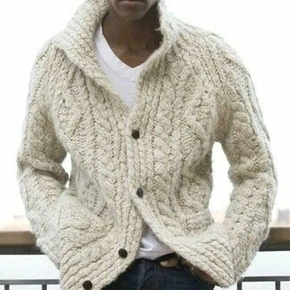 Single Breasted Sweater Men's Long Sleeve Casual Lapel Loose Sweaters Brand Men Autumn Winter Cardigan Oversized Fashion Sweater