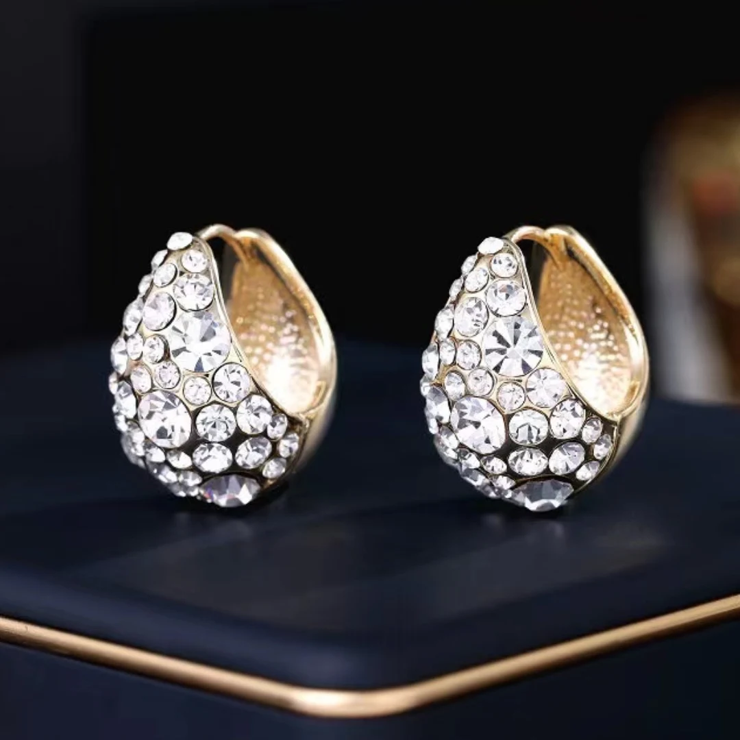 

Korean Fashion Earrings Network Celebrity Temperament Full Zircon Jewelry 2023 New Design Charm Women's Accessories Wholesale