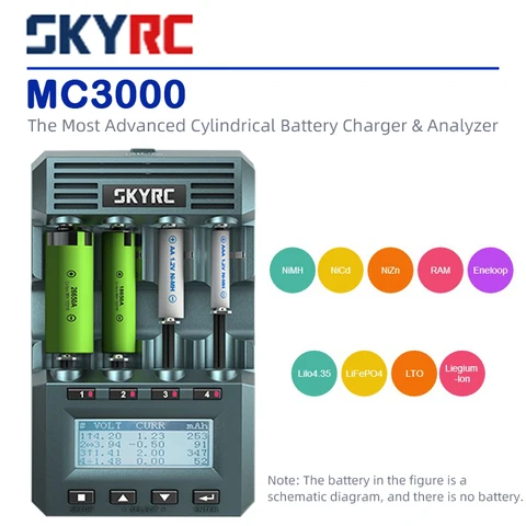 Зарядное устройство SKYRC MC3000, оригинальное универсальное устройство для зарядки аккумуляторов BT Smart APP, для управления ПК, с различными химическими параметрами, для NiMH, NiCd, li-ion, LiFePO4, AAA