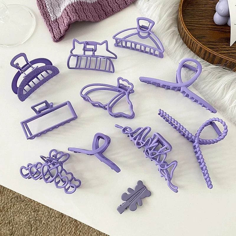 

Новинка 2022 геометрические заколки для волос в форме сердца элегантные фиолетовые металлические заколки для волос головной убор для женщин ...