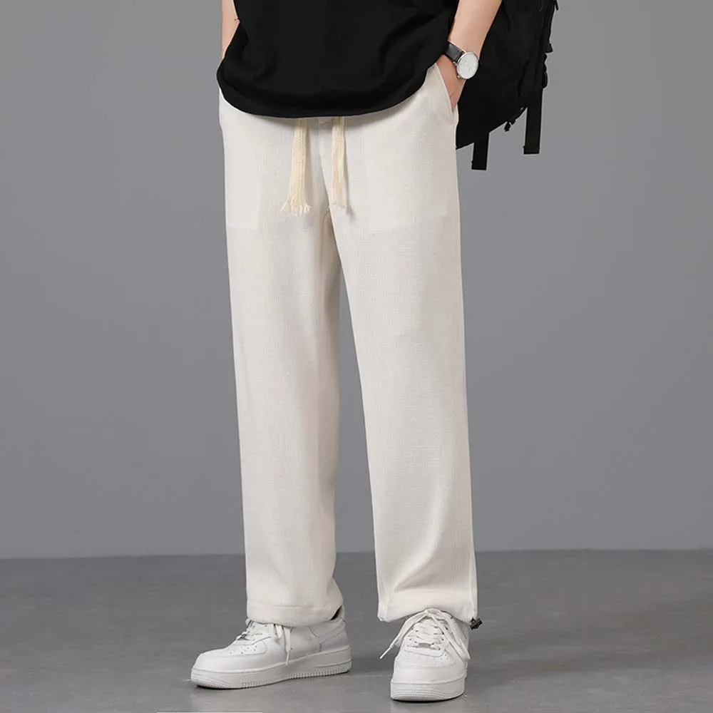 

Pants Autumn Summer Elastic Waist Loose Pants Men 3 Colors Solid Casual Trousers