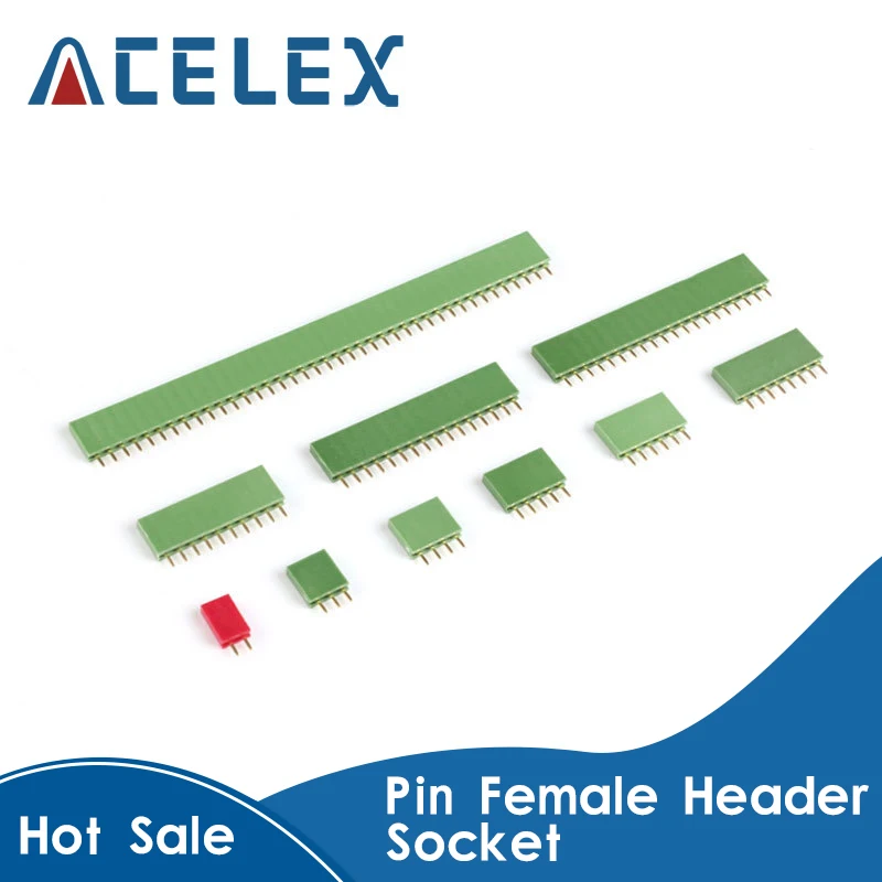 

10PCS Single Row Pin Female Header Socket Pitch 2.54mm 1*2p 3p 4p 5p 6p 7p 8p 9p 10p 12p 14p 16p 20p 40p Pin Connector