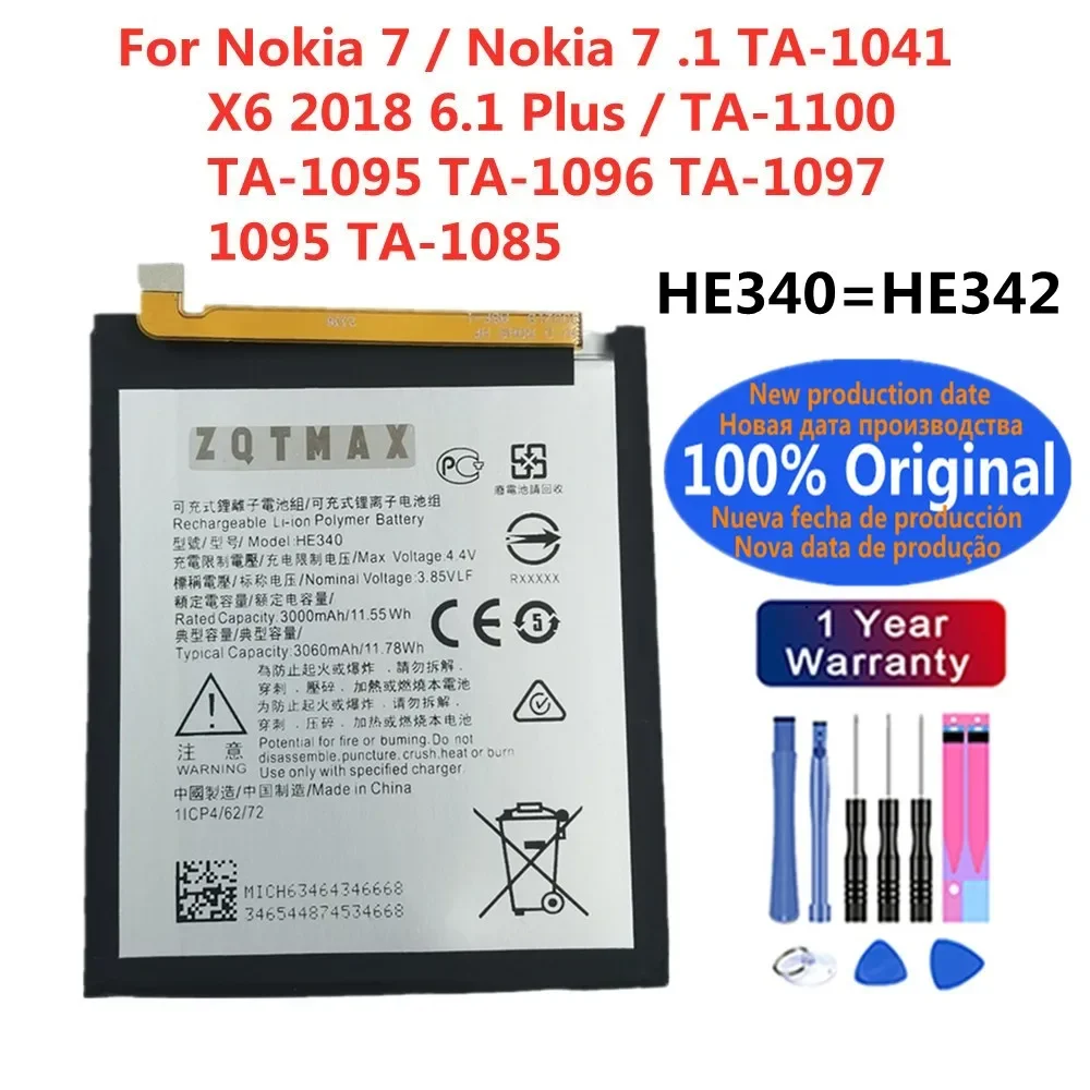 Аккумуляторная батарея HE342 3060 мАч HE340 для телефона Nokia 7 1/X6 2018/6 1 Plus TA-1041 TA-1100 TA-1095