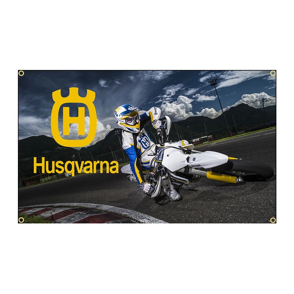

90X150cm Husqvarnas Sweden Racing Flag Banner Decoration FLAGCORE