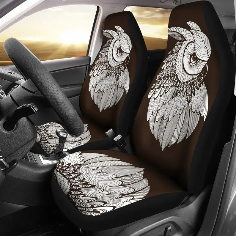 

Owl Gazing, Boyfriend Dad Son, Gift Present Idea, Multi Colored, 2 Front Seat Covers, Car Seat Covers Pair, Seat Cover for Car