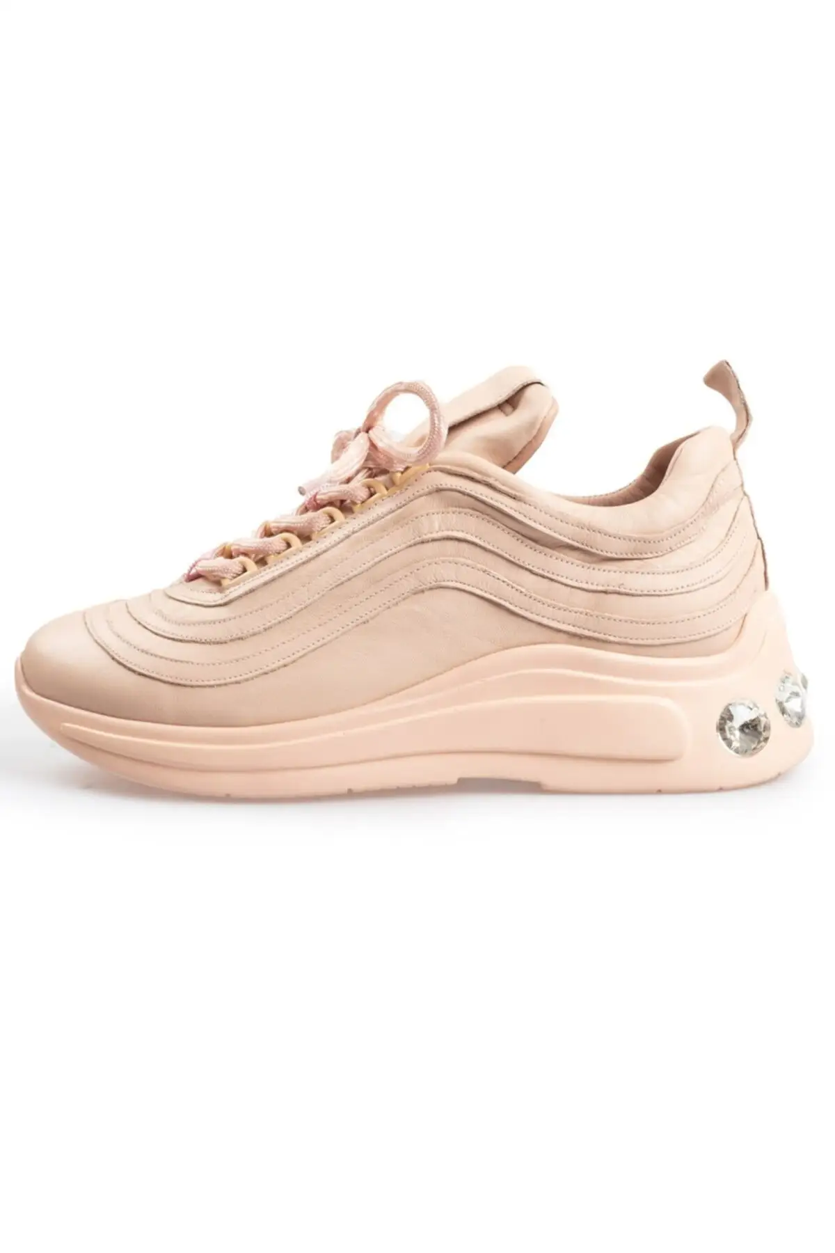 

Men's powder leather stone sole detailed Sneakers