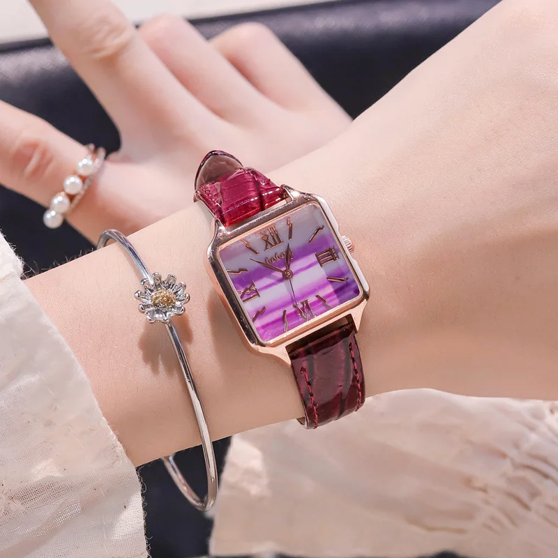 

Модные ретро простые шикарные кварцевые прямоугольные часы с кожаным ремешком повседневные роскошные квадратные женские водонепроницаемые часы в стиле ретро