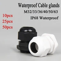 10pcs 25pcs 50pcs waterproof cable glands m32 for 11 24mm m3336405063 white black nylon plastic connector ip68 seal joint