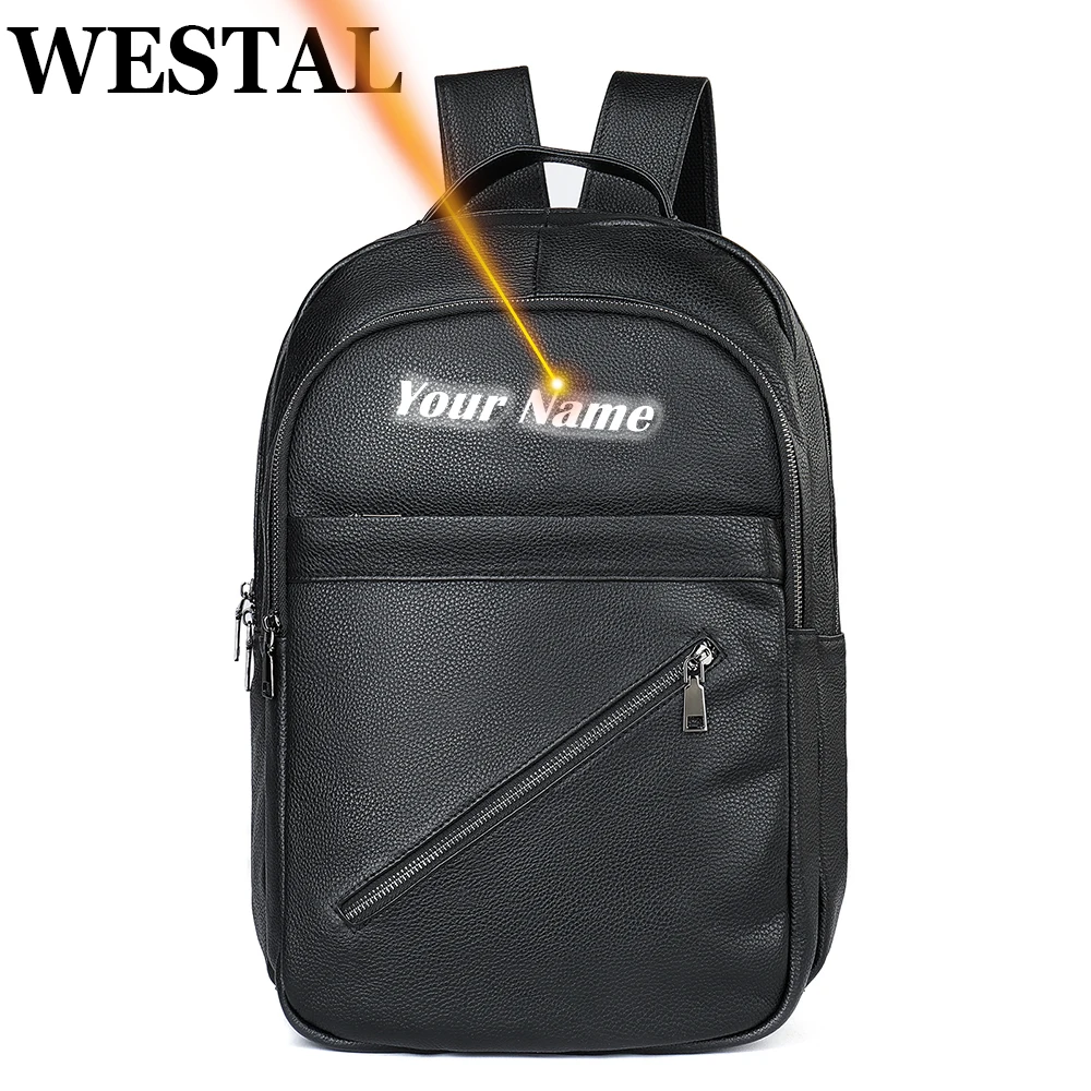 WESTAL Large Backpack Teenagers School Student Back Pack Cowhide Business Travel Bag Top-Handle Shoulder Bags Handbags For Men