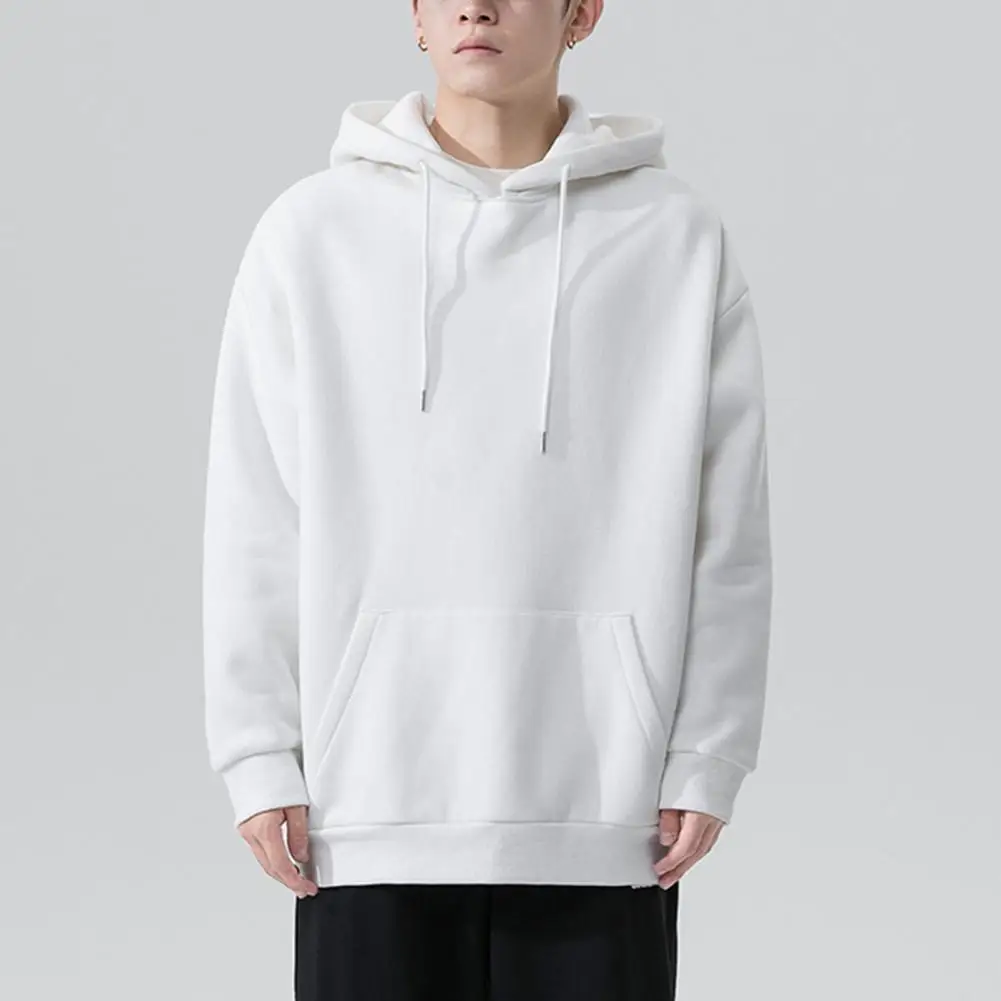 

Popular Men Pullover Sweatshirt Drawstring Temperament Men Sweatshirt Relaxed Fit Fine Stitching Hooded Sweatshirt