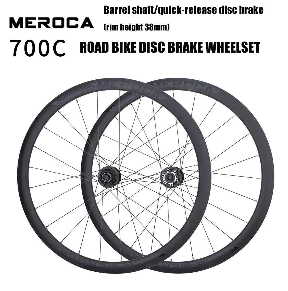 

MEROCA Highway 700C Disc Brake Wheelset Barrel Shaft Quick Release Peilin Hub Height 38mm 120 Ring Road Bike Wheel 8-11 Speeds