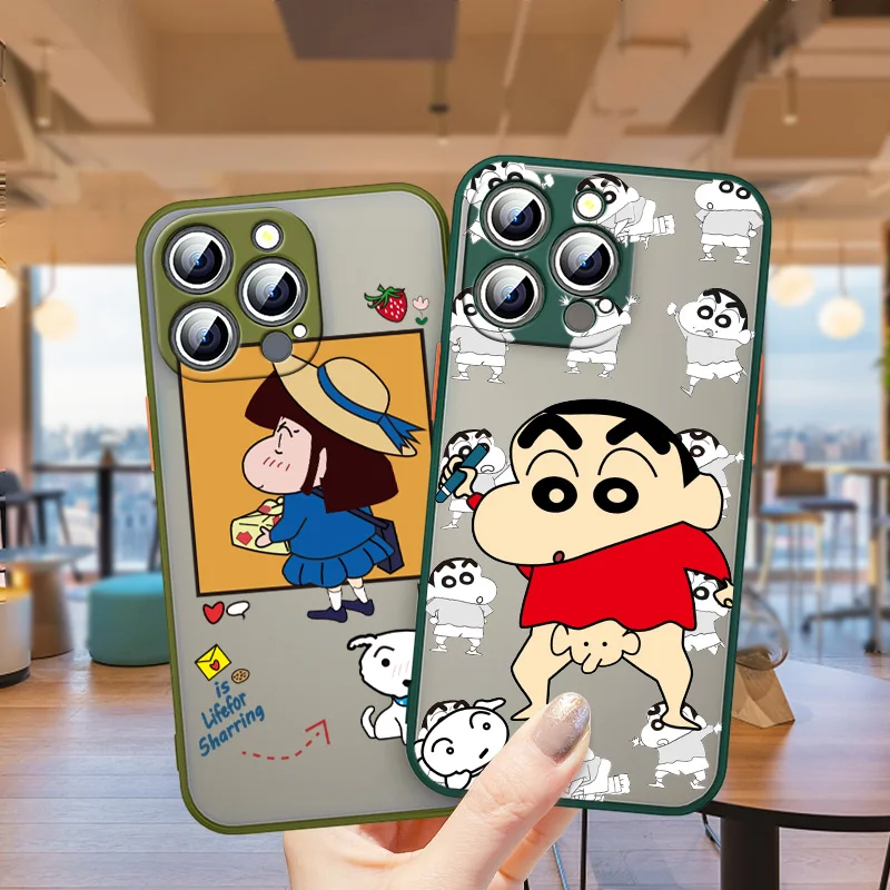 Crayon Shin-chan аниме для Apple iPhone 13 12 11 Mini 7 6 X XR XS Pro Max Plus матовый полупрозрачный чехол