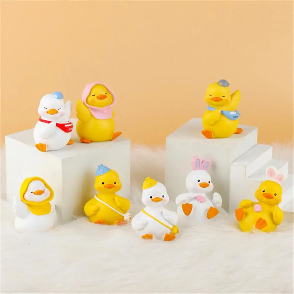 

2023 Animal Miniature Figurines Sculpture Hand-painted Unique Creativity Resin Yellow Duck Ornament Cute Decorations Hot Art