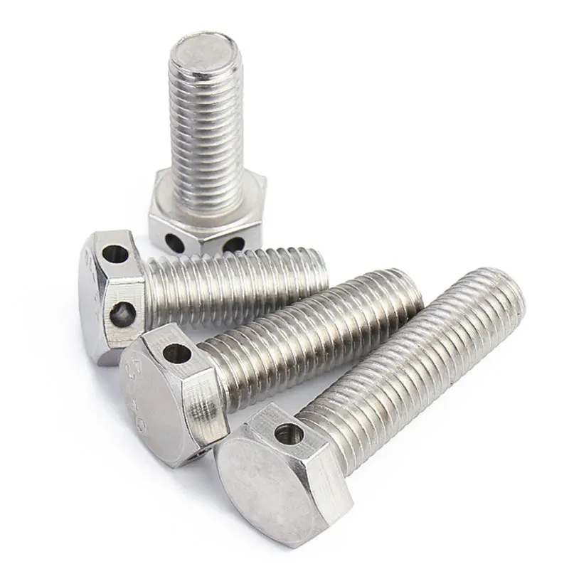 M6M8-M16 GB32.1304 Stainless Steel Head Punched Outer Hexagon Screw With Hole Bolt Safety Hole Screw Hexagon Head Bolt images - 6
