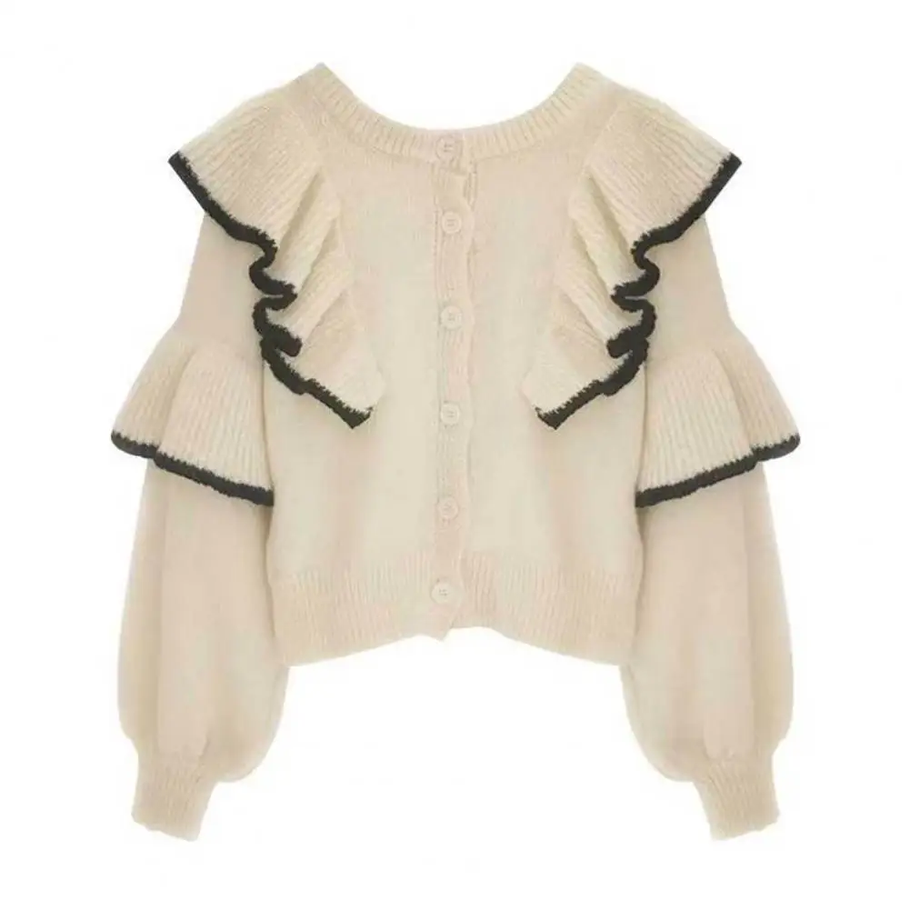 

Stylish Women Winter Top Princess Style Buttons Women Winter Sweater Retro Women Winter Top