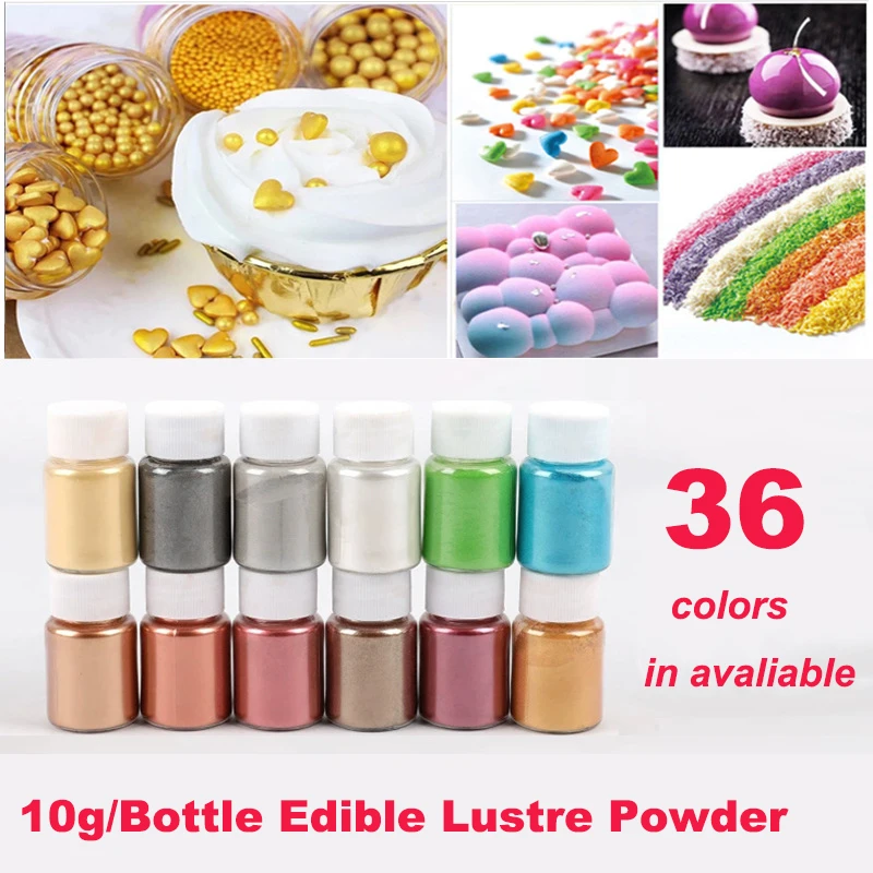 

10g Edible Mica Lustre Powder Mousse Cake Fondant Macaron Chocolate Glitter Gold Powder Baking Cake Color Decorating Dust Tools