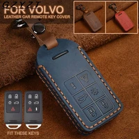 genuine leather car remote key shell case cover for volvo xc60 v60 s60 xc70 v40 auto accessories key holder with keychain